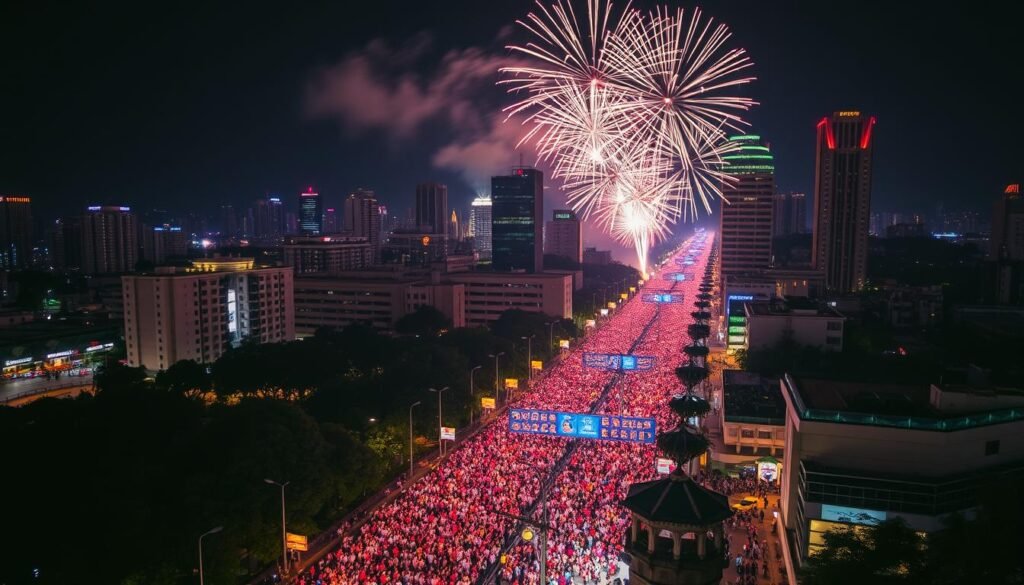 Multidão celebrando o Ano Novo na Avenida Paulista em São Paulo Multidão celebrando o Ano Novo na Avenida Paulista em São Paulo