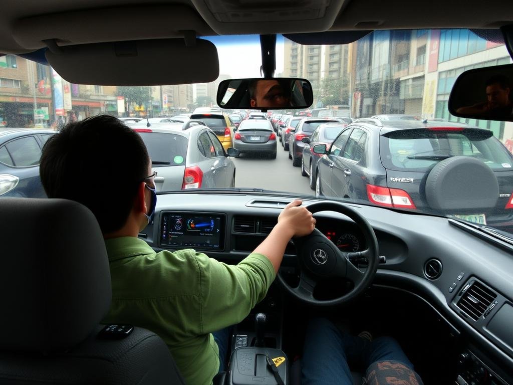 Paulistano navegando pelo trânsito caótico de São Paulo Paulistano navegando pelo trânsito caótico de São Paulo