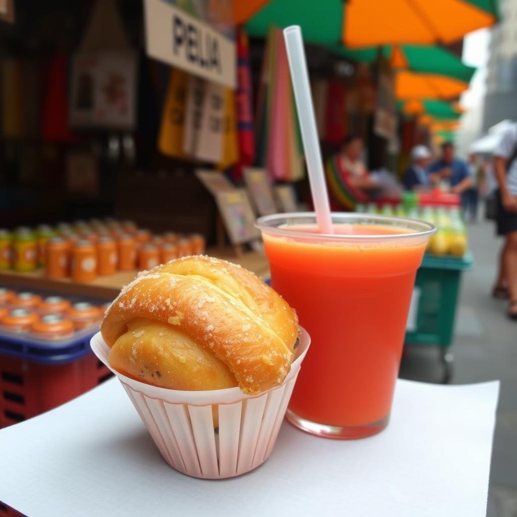 Tradicional pastel de feira com caldo de cana, costume paulistano Tradicional pastel de feira com caldo de cana, costume paulistano